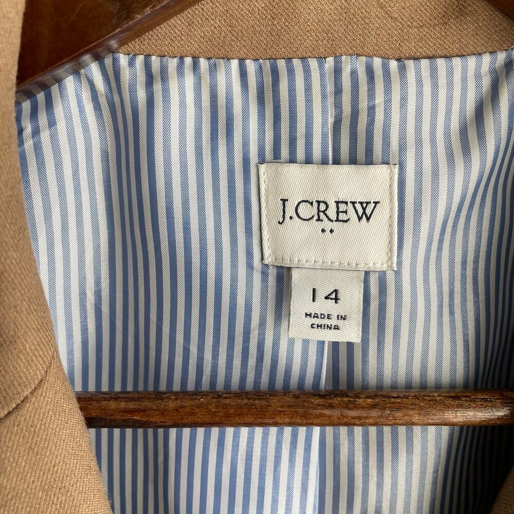 J. Crew Women’s Schoolboy Blazer Wool Blend Tan Camel size 14 - Picture 8 of 16